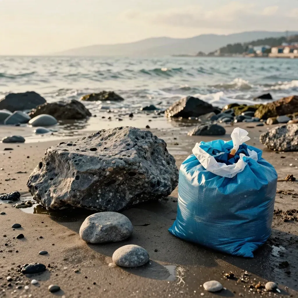 İzmir kıyısında gönüllü deniz temizliği: ıslak çuvallar, kasalar ve yosunlu plastikler